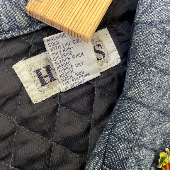 Vintage 80s 90s Haiks Quilted Denim Button Up Vest plus size 2X Autumn AJMC pin - Picture 8 of 13